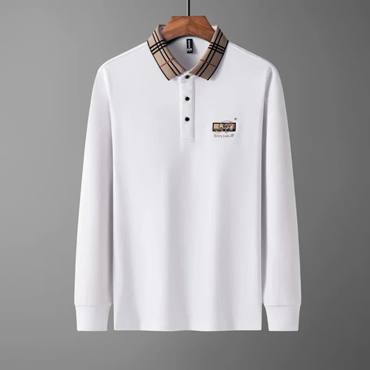 Royal Blue Polo Shirt with Signature Check Collar