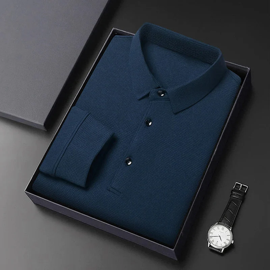 Premium Waffle-Textured Knit Polo T-Shirt