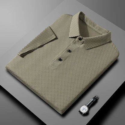 Premium Textured Short-Sleeve Polo T-Shirt