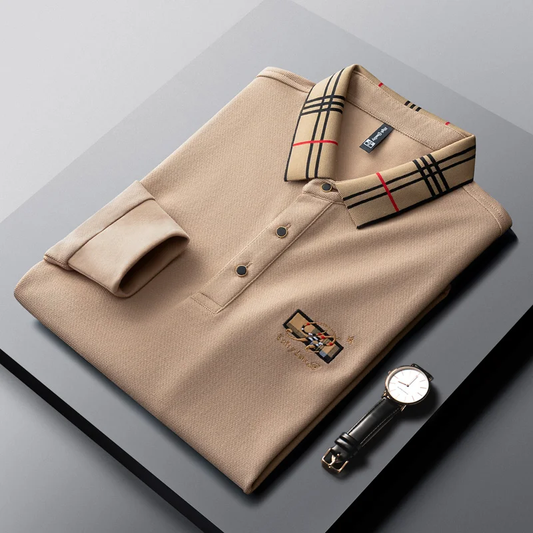 Royal Blue Polo Shirt with Signature Check Collar