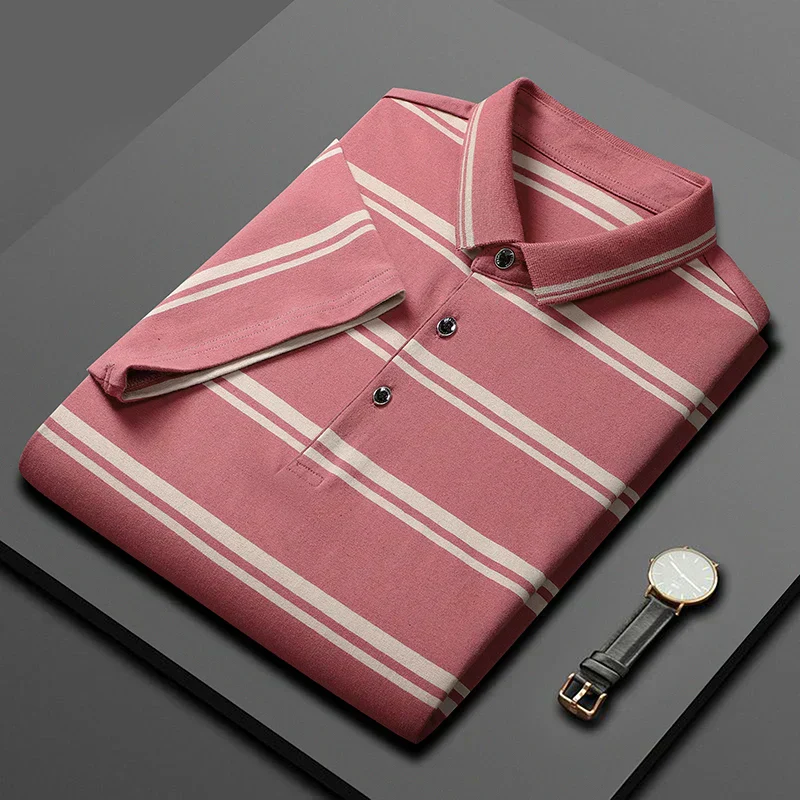 Classic Black Multi-Stripe Premium Polo T-Shirt