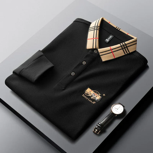 Royal Blue Polo Shirt with Signature Check Collar