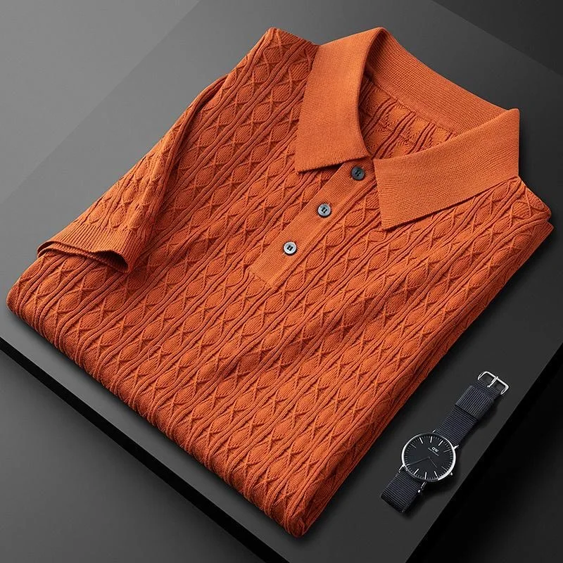 Premium Textured Knit Polo T-Shirt